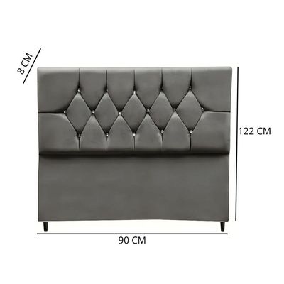 Cabeceira Estofada Cama Box Solteiro 90 Cm Suede Anitta cinza
