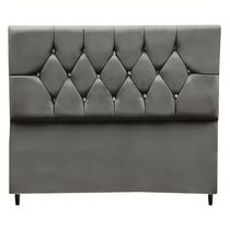 Cabeceira Estofada Cama Box Solteiro 90 Cm Suede Anitta cinza