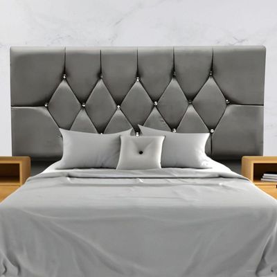 Cabeceira Estofada Cama Box Solteiro 90 Cm Suede Anitta cinza