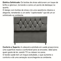 Cabeceira Estofada Cama Box Solteiro 90 Cm Suede Anitta cinza