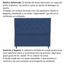 Cabeceira Estofada Cama Box Solteiro 90 Cm Suede Anitta azul Marinho