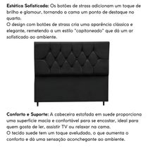 Cabeceira Cama Box Estofada Queen Size 160 Cm Suede Madri preto