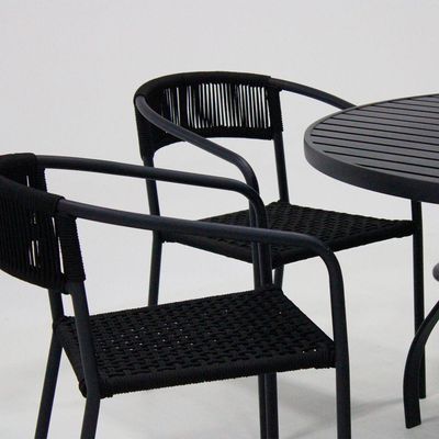 Jogo De Mesa Alumínio 6 Cadeiras Lavanda Corda Náutica Preto