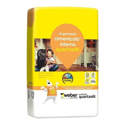 Argamassa Cimentcola Interno Cinza 20kg Tipo Aci Embalagem Papel - Quartzolit