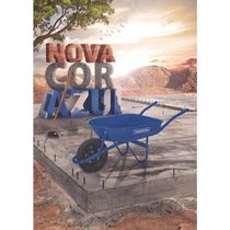 Carrinho De Mão Com Caçamba Redonda Metálica Azul 50l Braço Metálico E Pneu Com Câmara - Tramontina