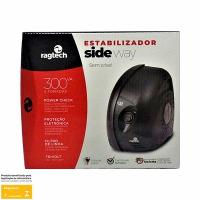 Estabilizador Ragtech Sideway 300Va Bivolt/115 4 Tomadas - 2 Bivolt
