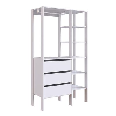 Guarda-Roupa Closet Modulado Dormitório 3 GV e 2 Mesas de Cabeceira Retrô 1 GV Branco e Mel
