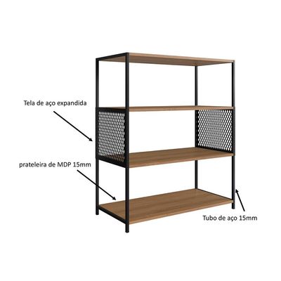 Conjunto de Estantes Paricel 40cm e 77cm Preto e Mel