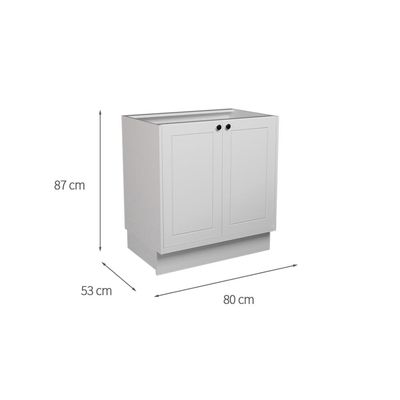 Balcão de Cozinha sem Tampo Évora 2 PT Branco Ártico 80 cm