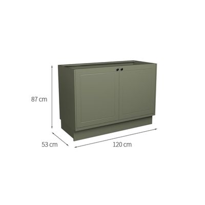 Balcão de Cozinha sem Tampo Évora 2 PT Verde Hill 120 cm