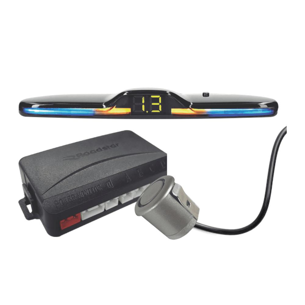 Sensor de Estacionamento Roadstar RS308BR com 4 Sensores e Display Indicador de Distancia Prata