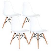 Conjunto De Jantar Mesa Eiffel 90cm Branca + 4 Cadeiras Eiffel Dkr Brancas