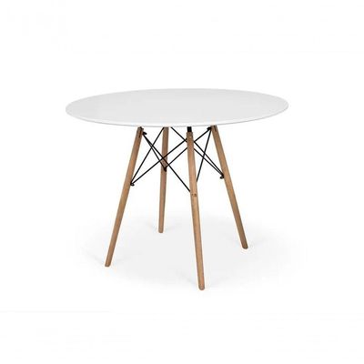 Conjunto De Jantar Mesa Eiffel 90cm Branca + 4 Cadeiras Eiffel Dkr Brancas