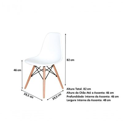 Conjunto De Jantar Mesa Eiffel 90cm Branca + 4 Cadeiras Eiffel Dkr Brancas