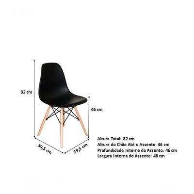 6 Unidades Cadeira De Jantar Decoreshop Charles Eames Dkr Eiffel, Cor Preto