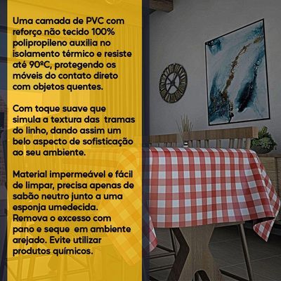 Toalha De Mesa Térmica Pvc Xadrez Jantar Cozinha 1,40 X 1,40 Titulo Xadrez Vermelho