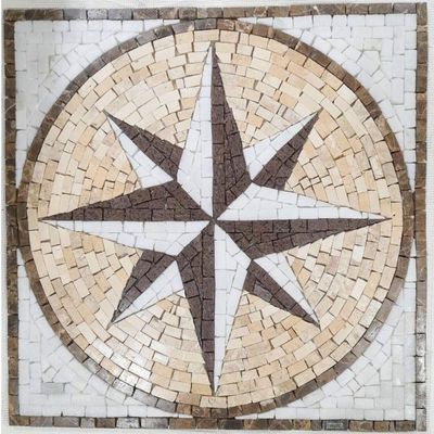Rosa Dos Ventos Em Mosaico Marmore Quadrado Tamanho 130cm