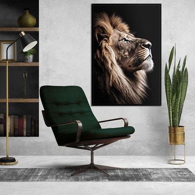 Quadro Decorativo Leão Da Fé Sala Moldura Cx Alta 100x66 Titulo Moldura Preta