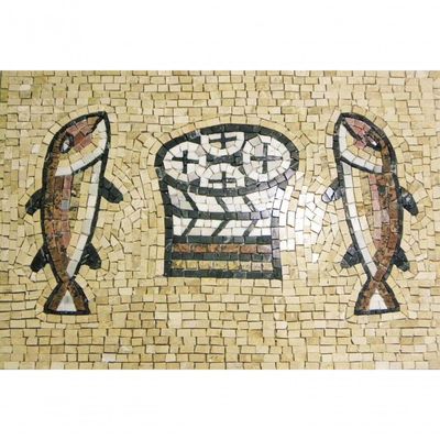 Mosaico Religioso Milagre Da Multiplicação De Paes E Peixes Tamanho 50x80cm