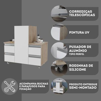 Gabinete Banheiro Coluna Para Encaixe Madeirado Branco