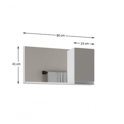 Espelheira 80cm Branco Cinza