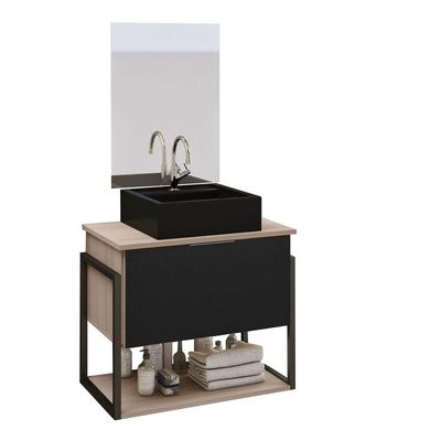 Conjunto Tech 60cm Madeirado Preto Cuba Preta