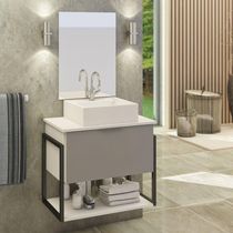Conjunto Tech 60cm Branco Cinza Cuba Branca
