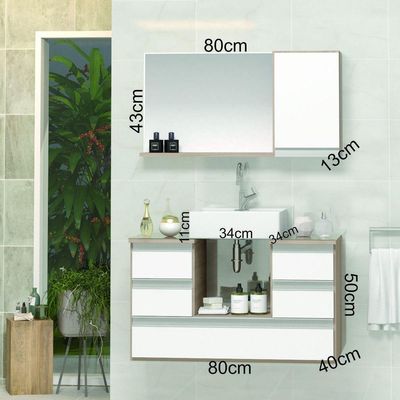 Conjunto Gabinete Polo 80cm Madeirado Branco