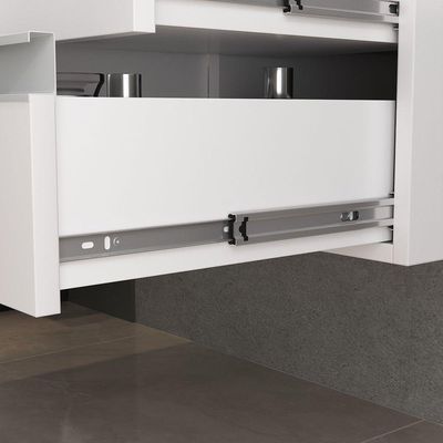 Conjunto Gabinete Banheiro Prisma 80cm Gabinete + Cuba + Espelheira Com Vidro Branco Inteiro