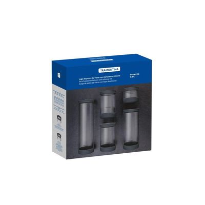 Jogo De Potes De Vidro Herméticos Tramontina Purezza Em Borosilicato Com Tampa