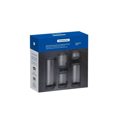 Jogo De Potes De Vidro Herméticos Tramontina Purezza Em Borosilicato Com Tampa