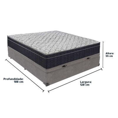 Cama + Box Com Baú Viúva Colchão Ortobom D45 Firme Airtech Cor:cinza