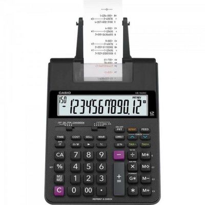 Calculadora Com Bobina 12 Dígitos Bivolt Hr-100rc Preta Casio