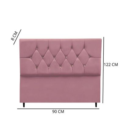 Cabeceira Estofada Cama Box Solteiro 90 Cm Suede Anitta rosê