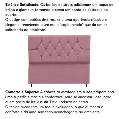 Cabeceira Estofada Cama Box Solteiro 90 Cm Suede Anitta rosê