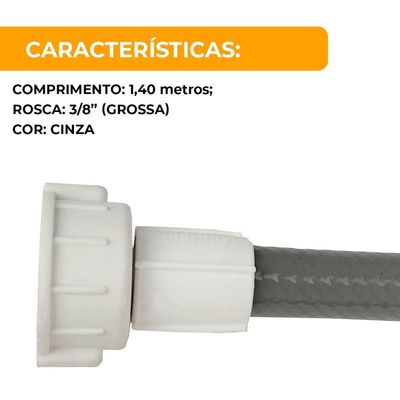 Mangueira Entrada De Agua Lavadora 1,40 Metros Rosca Grossa