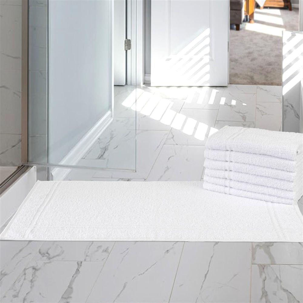 Kit Com 6 Toalhas De Piso Para Hotel - Profissional Prata - Branco
