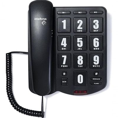 Telefone Intelbras Tok Facil Grafite Com Fio