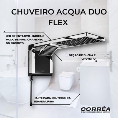Chuveiro Lorenzetti Acqua Duo Flex 6800w Preto Com Cromado 220v