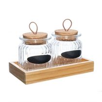 Conjunto 2 Porta Mantimentos Com Tampa E Suporte 260 Ml Lyor