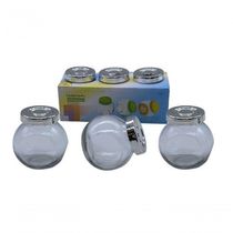 Jogo Pote De Vidro Com Tampa 3 Pcs Tempero Condimento