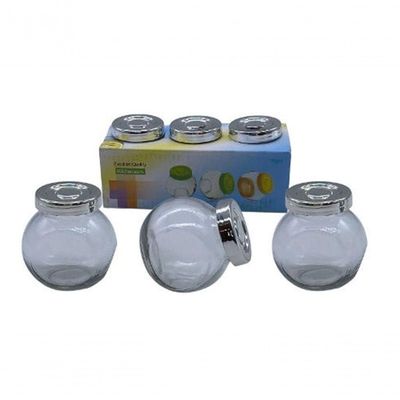 Jogo Pote De Vidro Com Tampa 3 Pcs Tempero Condimento