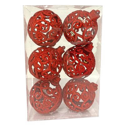 Kit Bola de Natal 6cm com 6 Unidades Cazza Vermelha