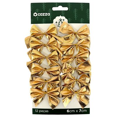 Kit Laço 6X7cm com 12 Unidades Cazza Dourada