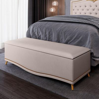 Calçadeira Baú Queen 160cm Imperial J02 Suede Bege