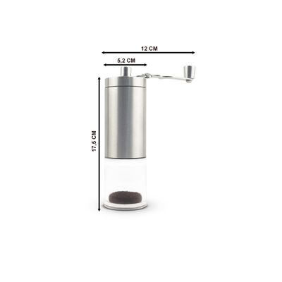 Moedor De Café Manual Em Aço Inox e Cerâmica Com Ajuste De Moagem Recipiente de Acrílico Portátil