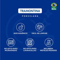 Prato Fundo Tramontina Anna Em Porcelana Com Filete De Ouro 22 Cm