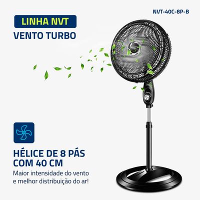 NVT-40C-8P-B - Ventilador de Coluna 40cm Turbo 127V