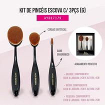 Kit De Pincéis Escova Com 3 Peças Jacki Design