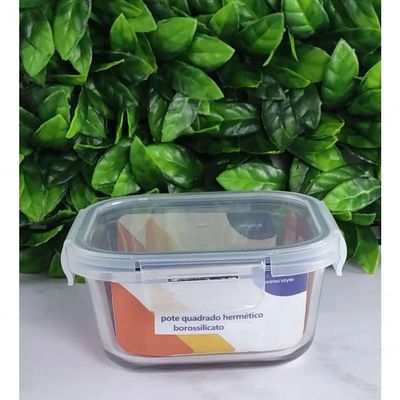 Pote Hermetico Quadrado Marmita De Vidro 550 Ml - Mimo